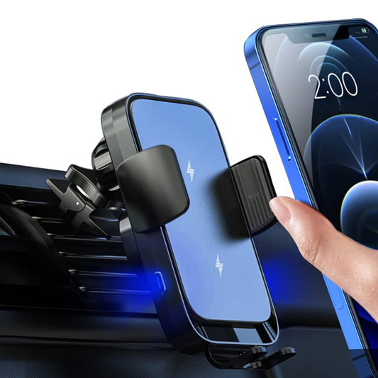 Wireless Car Charger - Dual Coil, Holder for Galaxy Z Flip 5/4/3, S22/S21, iPhone 14/13
