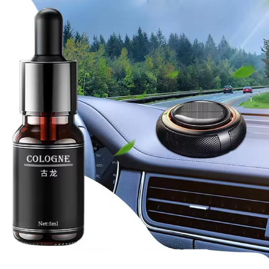 Solar Car Aromatherapy Diffuser - Solar Powered Air Freshener with Ocean Scent and Essential Oil Extension